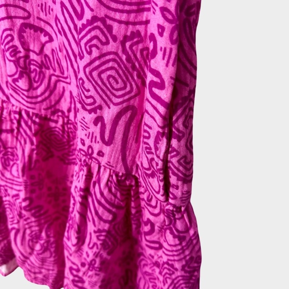 UNTUCKit Cotton Gauze Flutter Sleeve‎ Arya Dress XS Pink Geo Print Resort - Picture 6 of 12